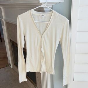 Splendid Cream V-Neck Button Down